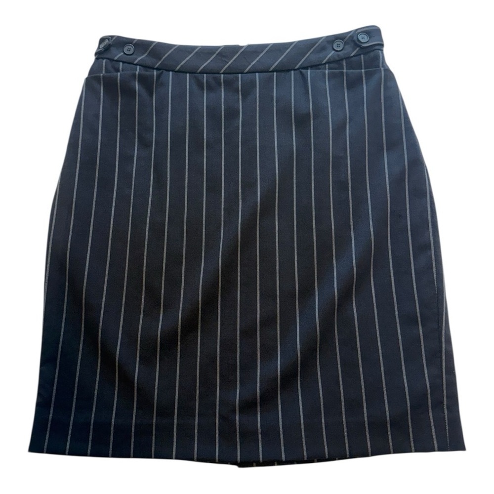 Club Monaco Black / Grey Wool Pinstripe Pencil Skirt - Size 4